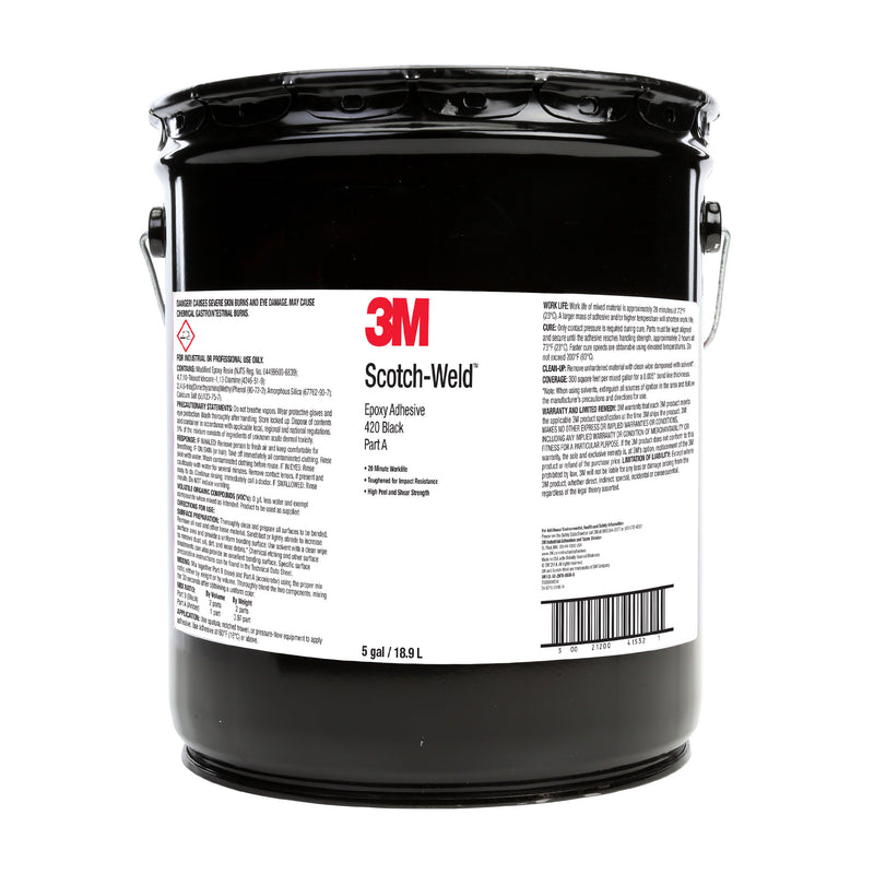 5 gal pail of 3M Scotch-Weld 420 black epoxy adhesive, part a