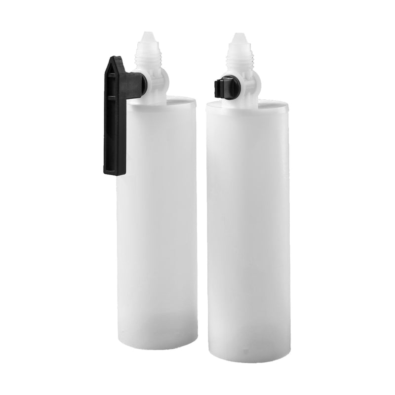 Two Nordson EFD 380 mL Coaxial Adhesive Cartridges