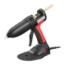 Power Adhesives 830-12 glue gun with black and red ergonomic design, featuring a built-in stand and trigger-controlled dispensing.