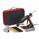 Complete 830-12 Knottec® wood repair kit including a glue gun, carrying case, glue sticks, GlueSaver®, Mouseplane®, silicone mat, and heat sync blocks.