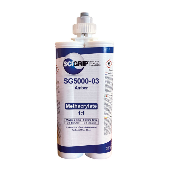 400 mL Cartridge of SCIGRIP SG5000-03 Amber Methacrylate Adhesive