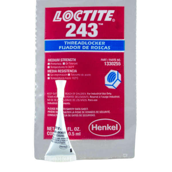 Henkel 23977 LOCTITE 243 Blue Medium Strength General-Purpose Threadlocker  - 0.5 mL Bottle at